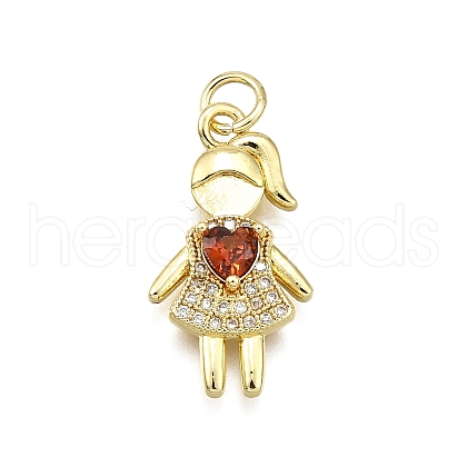 Brass Micro Pave Cubic Zirconia Pendants KK-Z100-19G-02-1