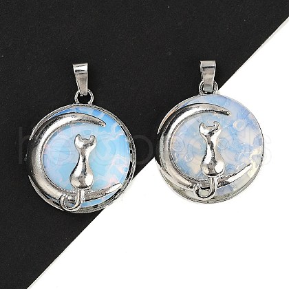 Opalite Flat Round Pendants FIND-A043-11P-1