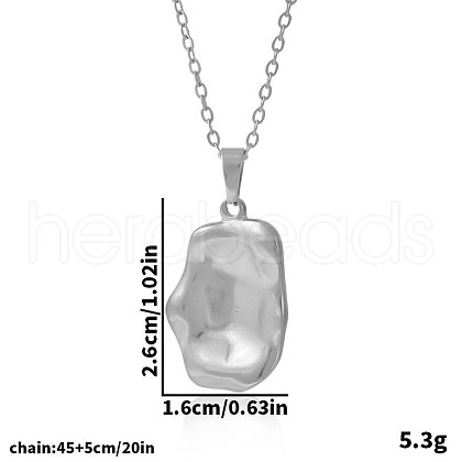 Stainless Steel Textured Rectangle Pendant Necklaces for Women VF3320-1-1