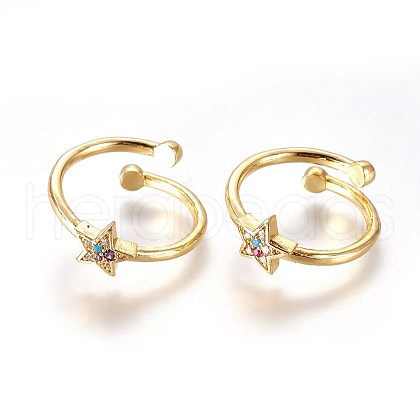 Adjustable Brass Micro Pave Cubic Zirconia Finger Rings RJEW-L086-02G-1