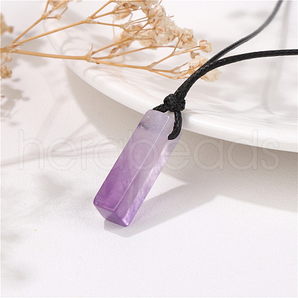Natural Amethyst Cuboid Pendant Necklaces FS-WG7338A-03-1
