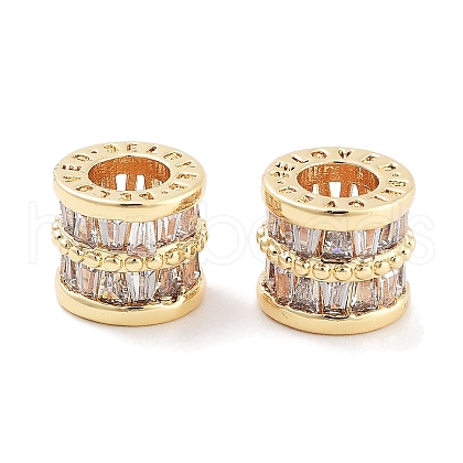 Brass Micro Pave Clear Cubic Zirconia Beads KK-P271-43G-B-1