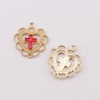 Alloy Enamel Pendants HEAR-PW0001-064A-1