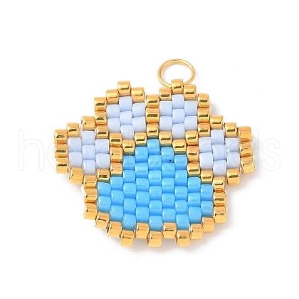Handmade Glass Seed Beaded Paw Print Pendants PALLOY-MZ00604-04-1