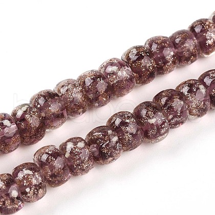Luminous Handmade Gold Foil Glass Beads Strands FOIL-N029-02A-02-1