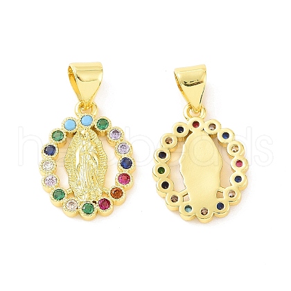 Rack Plating Eco-Friendly Brass Micro Pave Cubic Zirconia Pendants KK-F844-02G-1