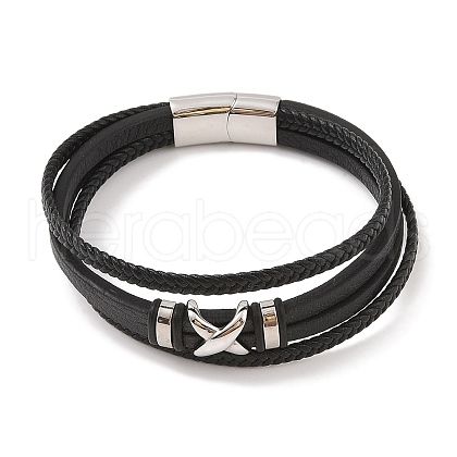 Braided Microfiber Leather Multi-strand Bracelets BJEW-B096-29P-1