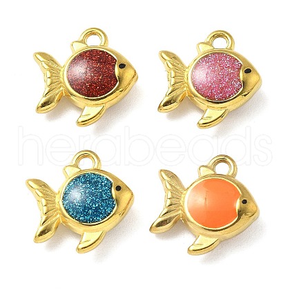 304 Stainless Steel Glitter Enamel Pendants STAS-D369-23G-1