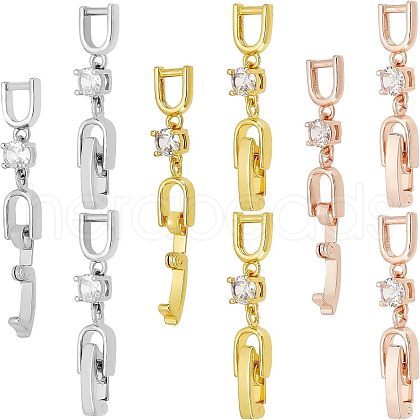 SUPERFINDINGS 9Pcs 3 Color Brass Extender Chain ZIRC-FH0001-11-1