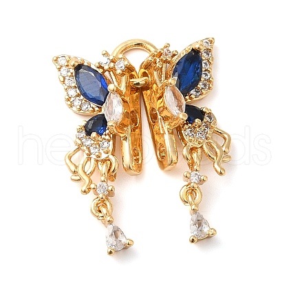 Brass Micro Pave Cubic Zirconia Slide Charms KK-G503-37G-02-1