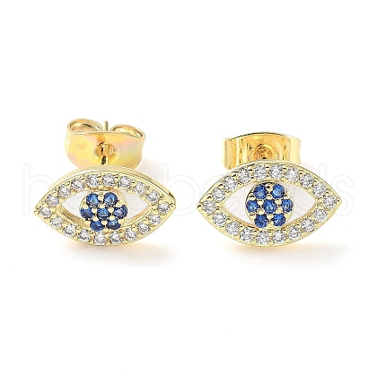 Brass Micro Pave Cubic Zirconia Stud Earrings EJEW-P247-02G-1