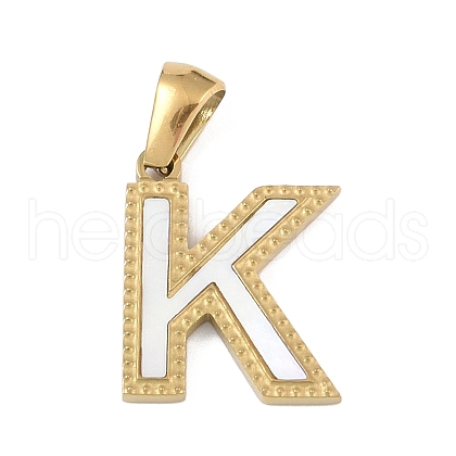 Natural White Shell Alphabet Pendants STAS-M338-02G-K-1
