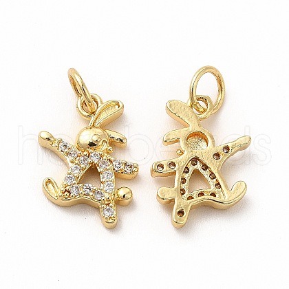 Rack Plating Brass Micro Pave Cubic Zirconia Charms ZIRC-K890-08G-1