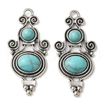 Tibetan Style Alloy Pave Imitation Turquoise Pendants FIND-NH0001-06AS-1