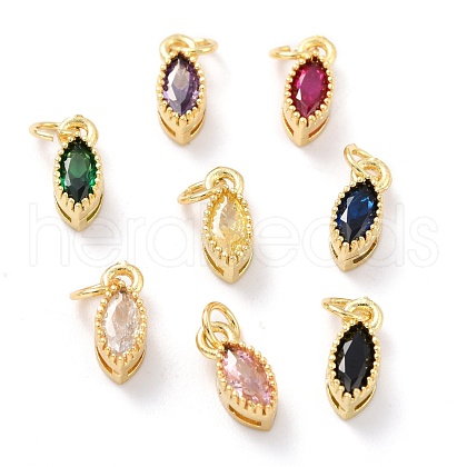 Real 18K Gold Plated Brass Micro Pave Cubic Zirconia Charms ZIRC-L100-078G-1