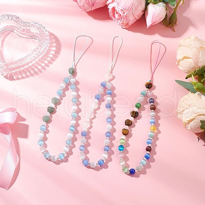 Heart Cat Eye Mobile Straps HJEW-JM03427-1