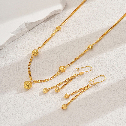 Alloy Round Beaded Necklace & Earring Set for Women's Party RA8718-1