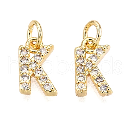 Brass Micro Pave Clear Cubic Zirconia Charms KK-ZX025-07K-1