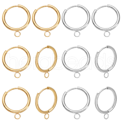 4Pcs 2 Colors Stainless Steel Hoop Earring STAS-LP0001-09-1