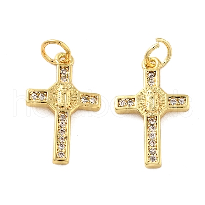 Brass Micro Pave Cubic Zirconia Pendants KK-C092-21F-G-1