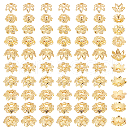   100Pcs 10 Styles Brass Bead Caps KK-PH0006-60-1