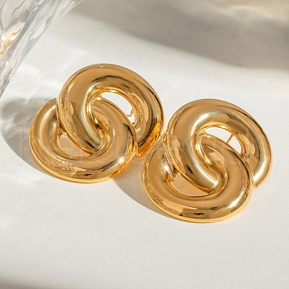 304 Stainless Steel Stud Earrings EJEW-D306-07G-1