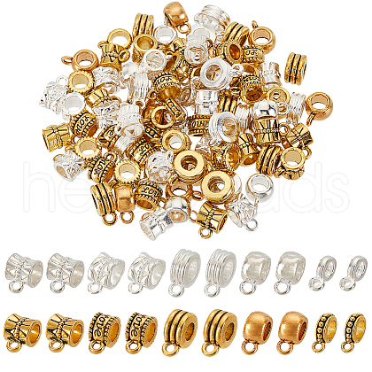 ARRICRAFT 200Pcs 10 Styles Tibetan Style Alloy Tube Bails FIND-AR0004-85-1