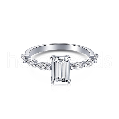 Mother's Day Rhodium Plated 925 Sterling Silver Finger Rings RJEW-A019-28B-01P-1