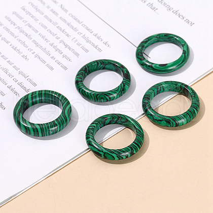 Synthetic Malachite Plain Band Finger Rings RJEW-H230-13D-04-1