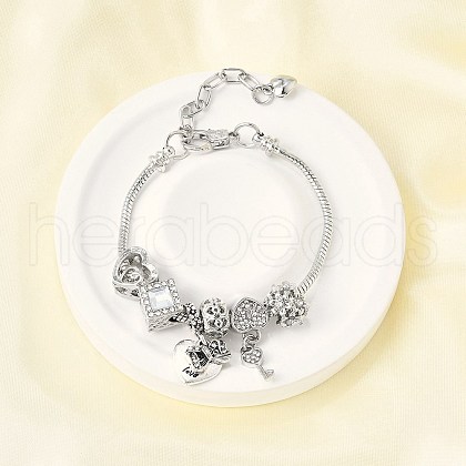 Alloy European Beads Charm Bracelets BJEW-F495-04P-1