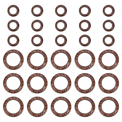 CHGCRAFT 100Pcs 2 Style Dyed Wood Jewelry Findings Coconut Linking Rings COCO-CA0001-01-1