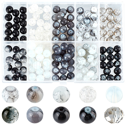SUNNYCLUE 200Pcs 10 Styles Mixed Styles Glass Round Bead Strands DGLA-SC0001-02-1