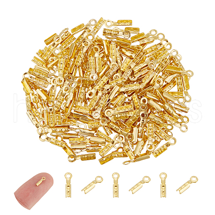 Unicraftale 200Pcs Rack Plating Brass Folding Crimp Ends KK-UN0003-21-1