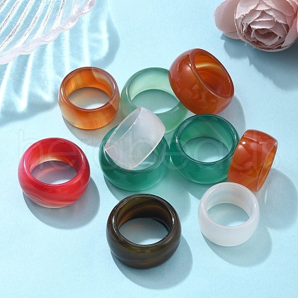 Natural Agate Rings G-N0326-035-1