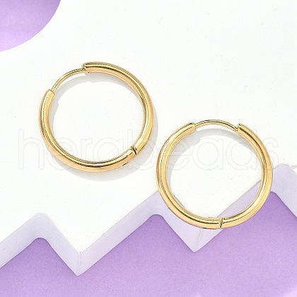 Ion Plating(IP) 304 Stainless Steel Huggie Hoop Earrings X-EJEW-F111A-20mm-G-1
