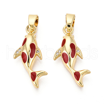 Brass Micro Pave Cubic Zirconia and Enamel Pendants KK-T074-67G-02-1