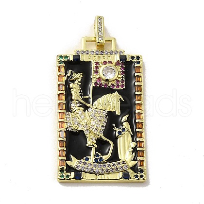 Brass Micro Pave Cubic Zirconia Pendants with Enamel KK-H458-03G-21-1