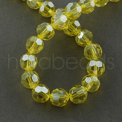Faceted(32 Facets) Electroplate Glass Bead Strands X-EGLA-R015-8mm-26-1