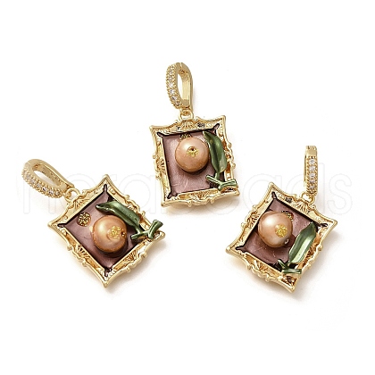 Brass Micro Pave Cubic Zirconia Pendents KK-R212-03G-05-1