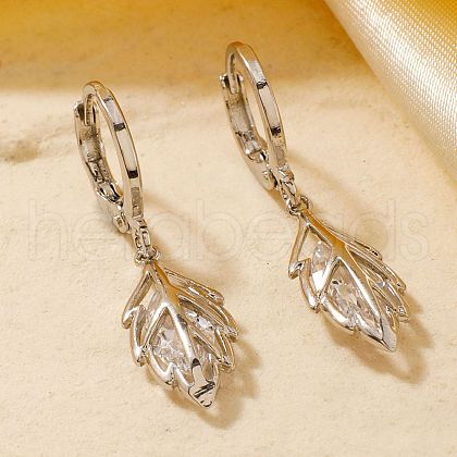 Chic Mini Leaf Brass Hoop Earrings KE0855-1-1