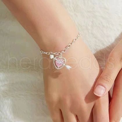 Valentine's Day Heart & Arrow Alloy Rhinestone Charm Bracelets FS-WG94D09-01-1