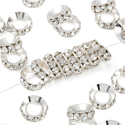 Brass Rhinestone Spacer Beads RB-A020-14mm-01S-1