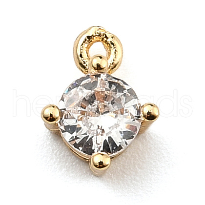 Brass Micro Pave Cubic Zirconia Charms KK-C057-01G-1