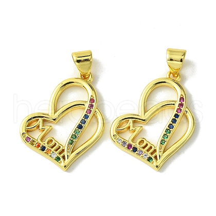 Mother's Day Brass Micro Pave Cubic Zirconia Pendants KK-H472-10G-01-1