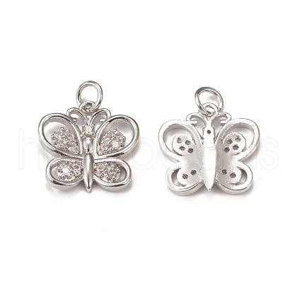 Brass Micro Pave Cubic Zirconia Charms KK-E068-VB283-1