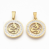 201 Stainless Steel Filigree Pendants STAS-N089-44G-1