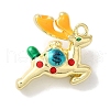 Christmas Deer with Money Bag Rack Plating Alloy Enamel Pendants FIND-I039-024A-G-1