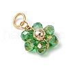 7Pcs 7 Colors Flower Glass Pendants PALLOY-JF03463-4
