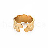 Ion Plating(IP) 304 Stainless Steel Texture Open Cuff Ring for Women RJEW-S405-148G-2