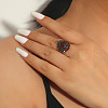 Teardrop Zinc Alloy & Rhinestone & Resin Finger Rings FS-WGCEC00-03-2